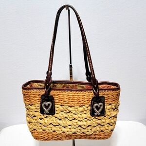 BRIGHTON Elegant Tan and‎ Brown Woven Women's Bag P194